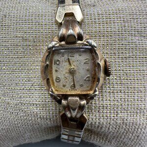 Vintage Bulova Watch Women 10K RGP Bezel Manual Wind Stretch Band L8 1958